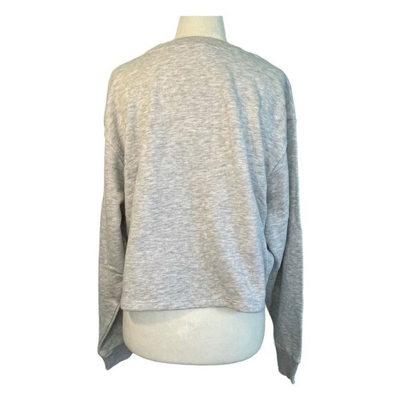 90 Degree By Reflex Cropped Sweatshirt Heather Gray Crewneck Long Sleeve M - Picture 5 of 7